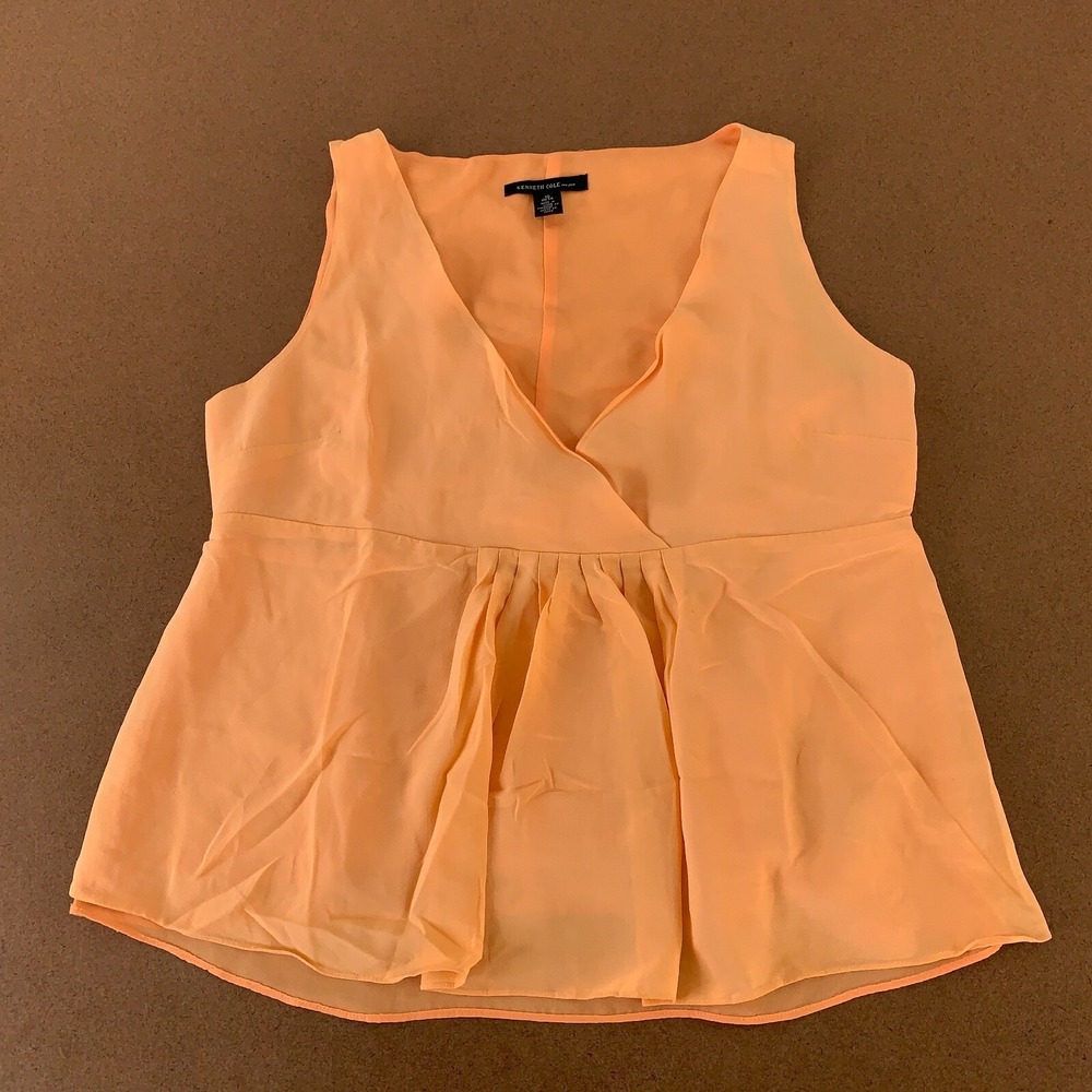 Kenneth Cole Women's Size 10 Peach V Neck Layered Wrap Pullover Tank Top
